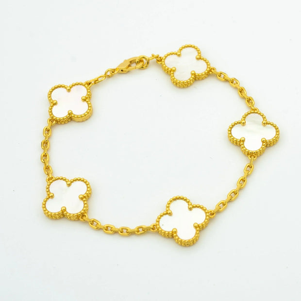 CLOVER BRACELET 5 MOTIFS WHITE MOP