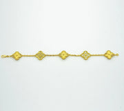 CLOVER BRACELET 5 MOTIFS GOLD DIAMOND