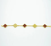 CLOVER BRACELET 5 MOTIFS CARNELIAN DIAMOND