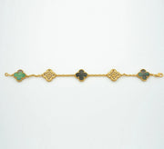 CLOVER BRACELET 5 MOTIFS MOP AND DIAMOND