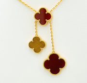 CLOVER TIGER EYE CARNELIAN NECKLACE 6 MOTIFS