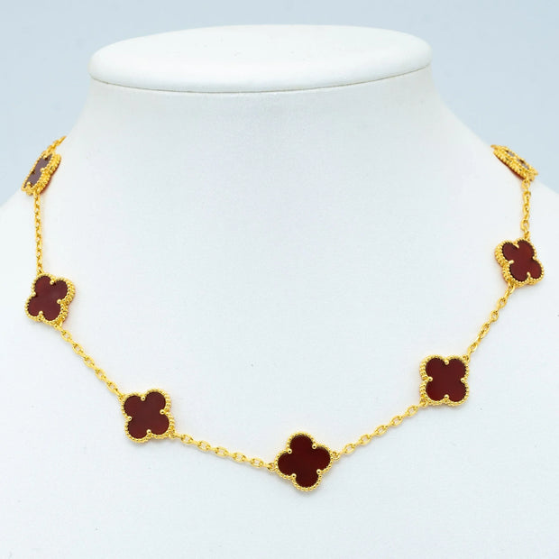 VINTAGE CARNELIAN NECKLACE 10 MOTIFS GOLD