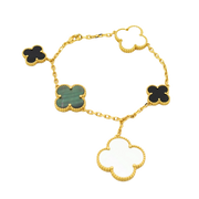 CLOVER BRACELET 5 MOTIFS ONYX MOP