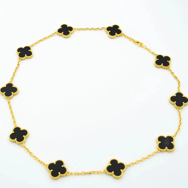 VINTAGE ONYX NECKLACE 10 MOTIFS GOLD