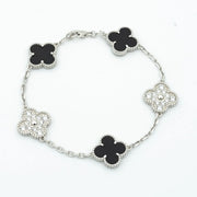 CLOVER BRACELET 5 MOTIFS ONYXS DIAMOND