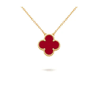 CLOVER PENDANT CARNELIAN NECKLACE