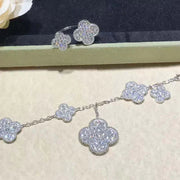 CLOVER 6 MOTIFS SILVER DIAMOND BRACELET