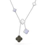 CLOVER MOP CHALCEDONY NECKLACE SILVER 6 MOTIFS