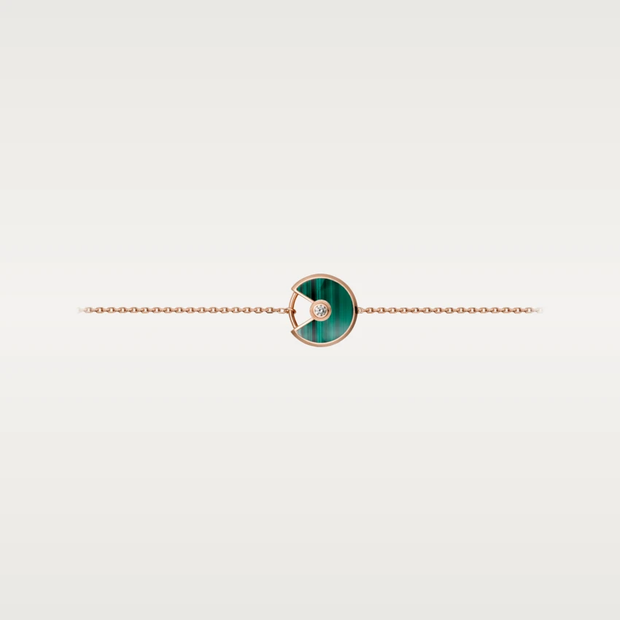 AMULETTE MALACHITE PINK GOLD BRACELET