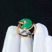 AMULETTE MALACHITE LIGHT RING PINK GOLD DIAMOND