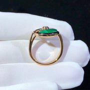 AMULETTE MALACHITE LIGHT RING PINK GOLD DIAMOND