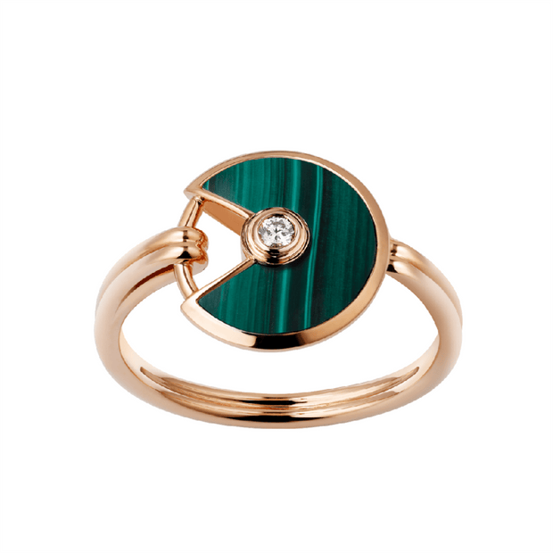 AMULETTE MALACHITE DARK RING GOLD DIAMOND