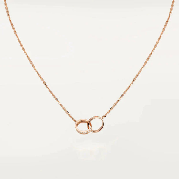 LOVE NECKLACE ROSE GOLD AND SILVER DIAMOND