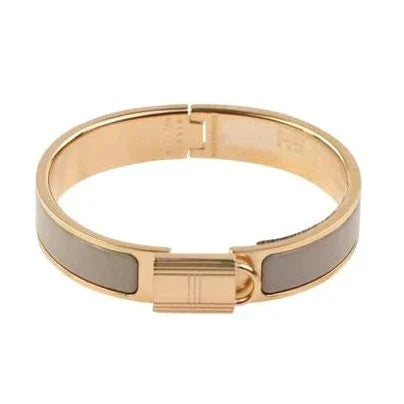 H LOCK GREY PINK GOLD BRACELET 12MM