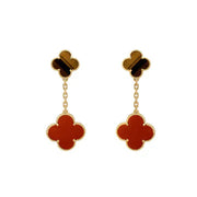 CLOVER EARRINGS GOLD TIGER EYE CARNELIAN 2 MOTIFS