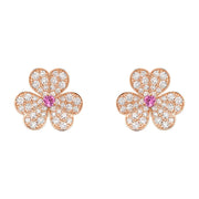 FRIVOLE PINK GOLD FLOWER DIAMOND EARRINGS