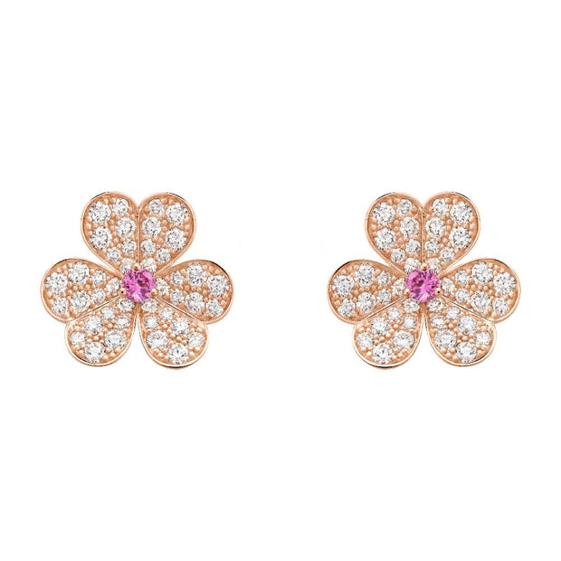 FRIVOLE PINK GOLD FLOWER DIAMOND EARRINGS