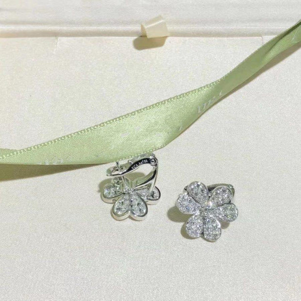 FRIVOLE SILVER FLOWER DIAMOND EARRINGS