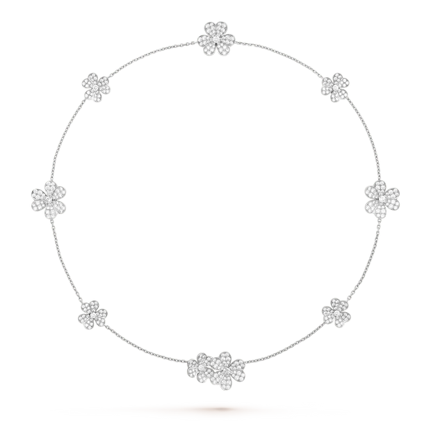 FRIVOLE SILVER 9 FLOWERS NECKLACE