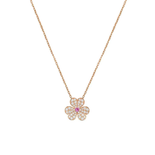 FRIVOLE PINK GOLD FLOWER DIAMOND NECKLACE