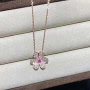 FRIVOLE PINK GOLD FLOWER DIAMOND NECKLACE