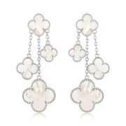 CLOVER EARRINGS WHITE MOP 4 MOTIFS SILVER