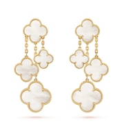 CLOVER EARRINGS WHITE MOP 4 MOTIFS GOLD