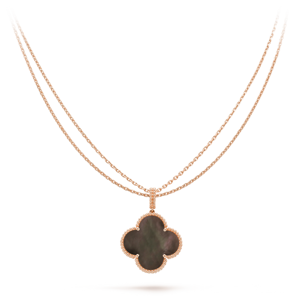 CLOVER GOLD DARK MOP BIG CLOVER NECKLACE