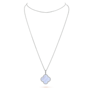 CLOVER SILVER CHALCEDONY BIG CLOVER NECKLACE