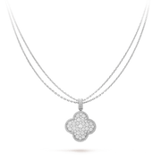 CLOVER SILVER FULL DIAMOND BIG CLOVER NECKLACE