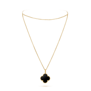 CLOVER SILVER ONYX BIG CLOVER NECKLACE