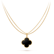 CLOVER SILVER ONYX BIG CLOVER NECKLACE