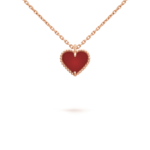 SWEET CLOVER CARNELIAN HEART NECKLACE