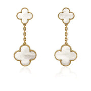 CLOVER WHITE MOP EARRINGS 2 MOTIFS